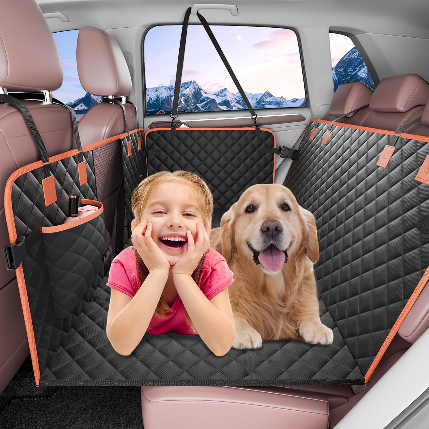 VEVOR Back Seat Extender for Dogs, Hard Bottom Car Seat Cover for Dogs Supports 350lbs,Dog Seat Cover for Back Seat Hard Bottom,Dog Hammock for Car Dog Car Bed 51.2"x27.6" for Car,SUV,Truck