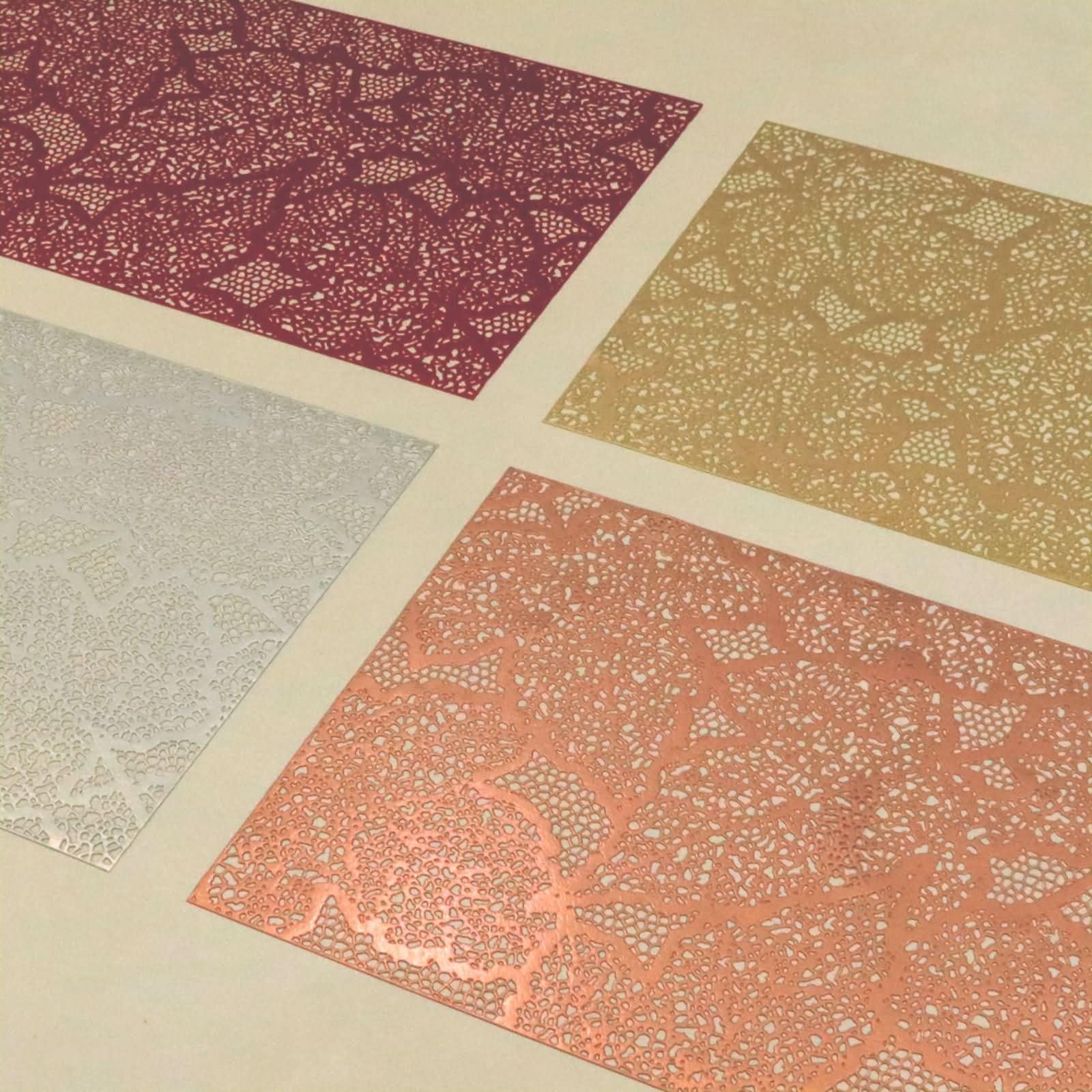 Sets de Table 10Pièces, 45 x 30 CM Tapis Table Antidérapant Or, Rectangle avec Motif de Feuille