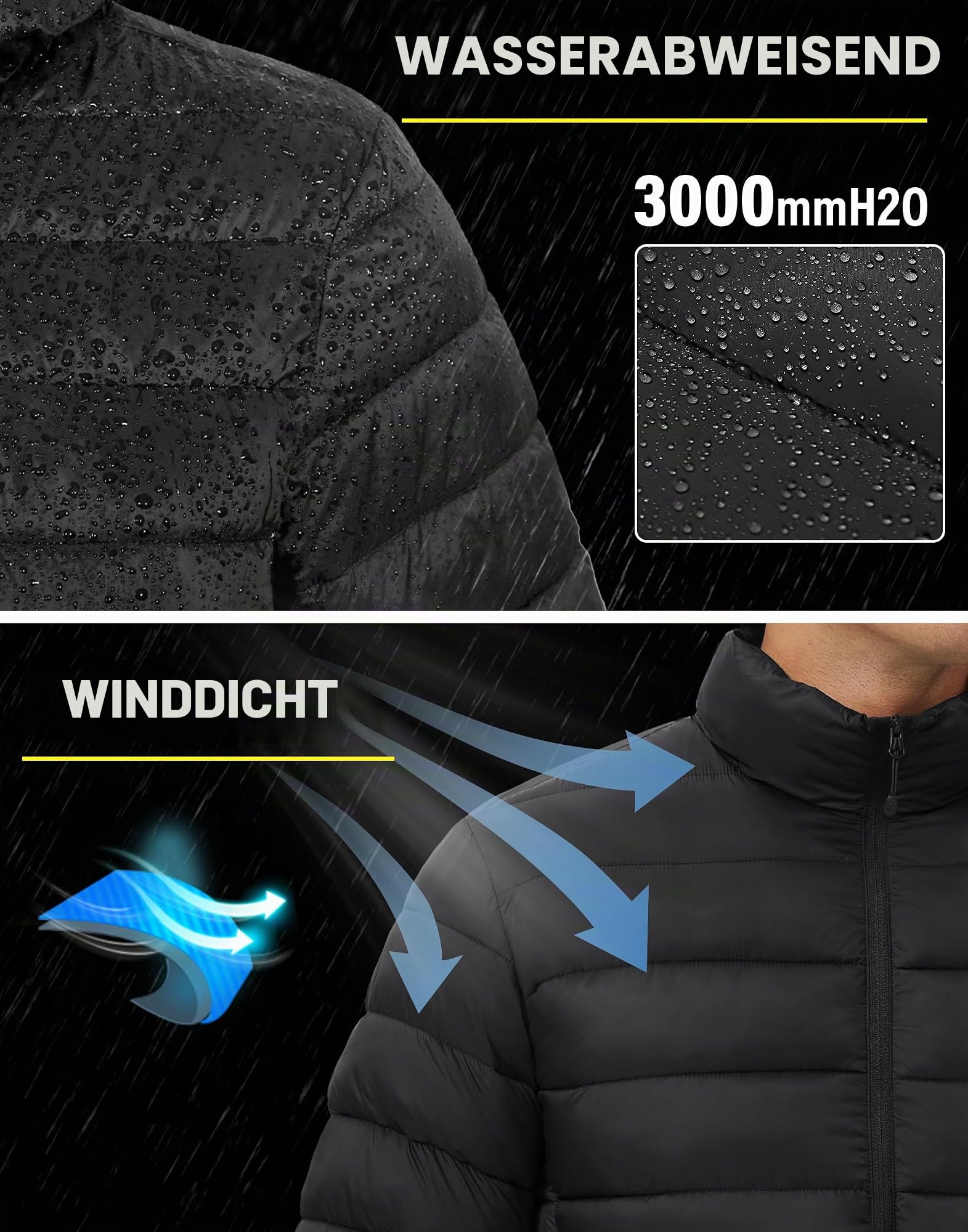 Pioneer Camp Winterjacke Herren Warme Steppjacke, Wasserdicht & Winddicht, Winterjacke mit Taschen, Packbar für Freizeit, Wandern & Reisen