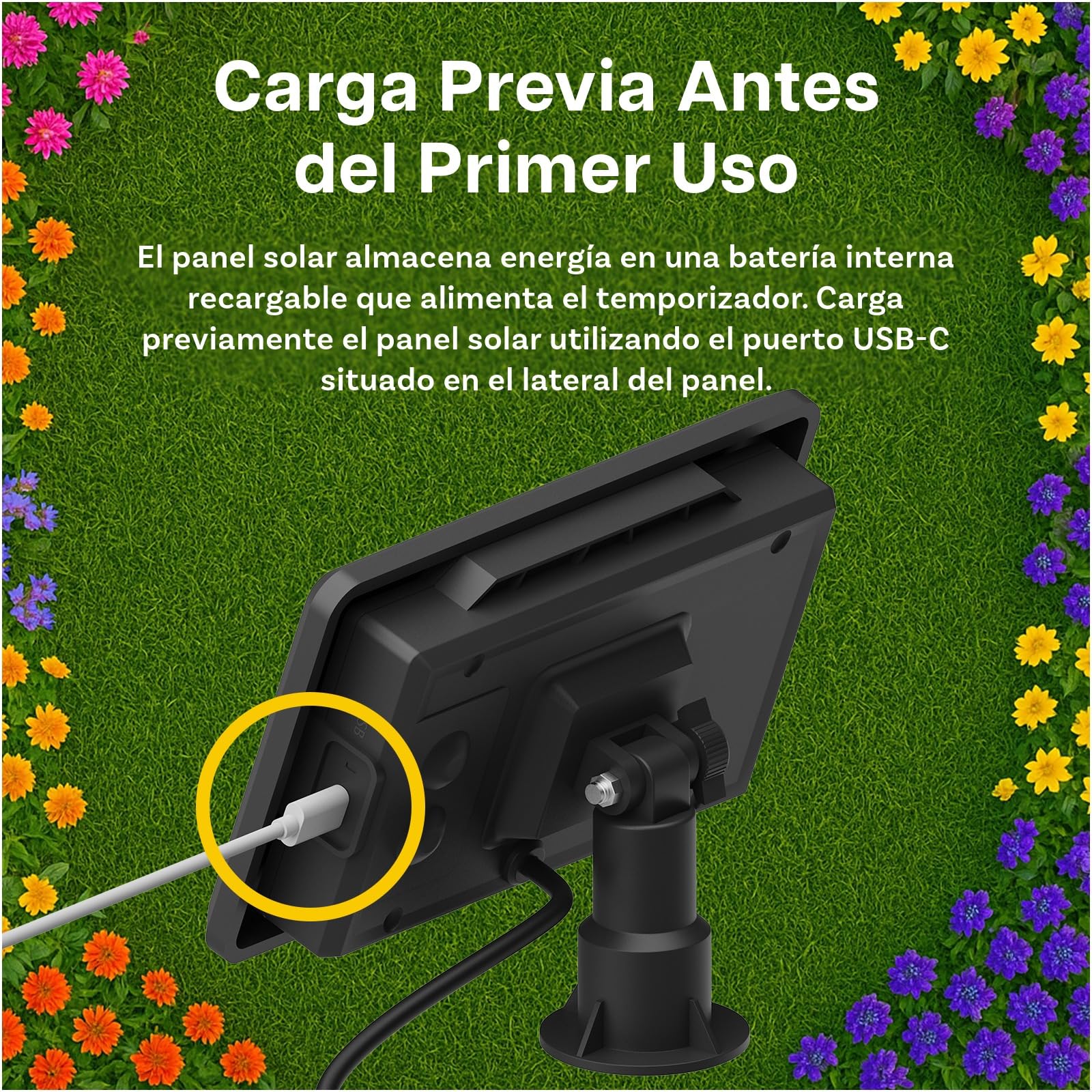 Temporizador de Riego WiFi Inteligente por MMOBIEL - Programador de Riego con Alimentación Solar y USB - Alcance Inalámbrico de 30m (WiFi + Solar Powered)