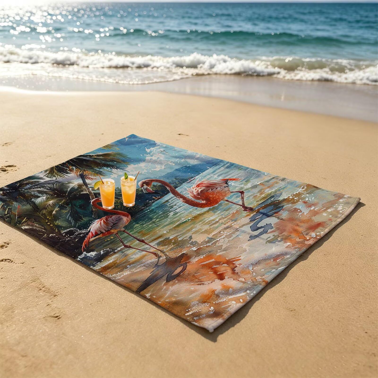 Flamingos Toalla Playa 220 x 160 Resistente a la Arena Secado rápido Ligero, Toalla Playa Grande 160x220cm Suave Cómodo como Gym Yoga Sauna Toallas Baño Grandes Travel Essentials Animal XTLS-4789