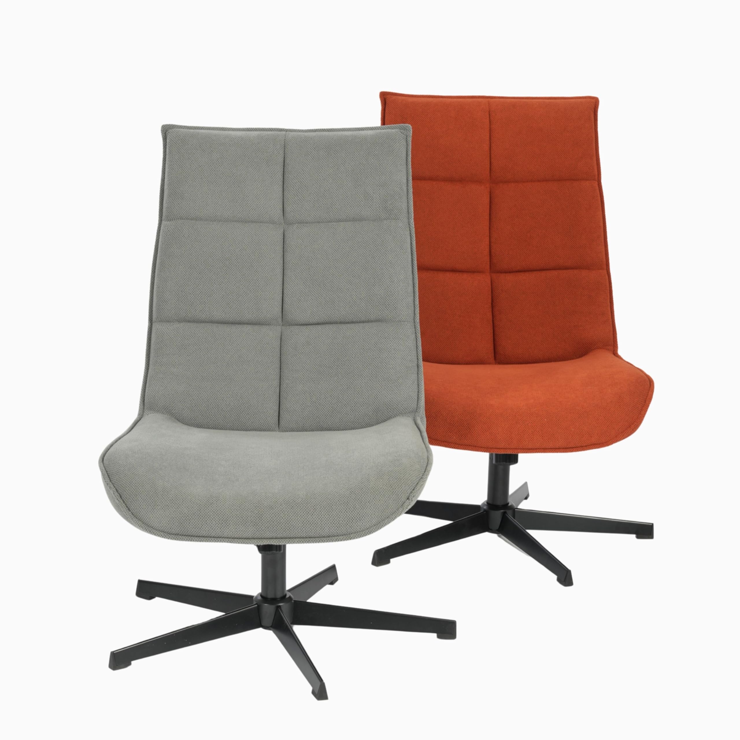 Sillón Giratorio Moderno con función reclinable, cojín de Asiento de Tela, Base de Metal, Gris