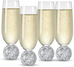 Hanjue Conjunto de 4 taças de champanhe de cristal sem chumbo, taças de champanhe transparentes de 200 ml - Ideal para presentes, festas, casamentos, Natal - Copos de bar reutilizáveis e duradouros