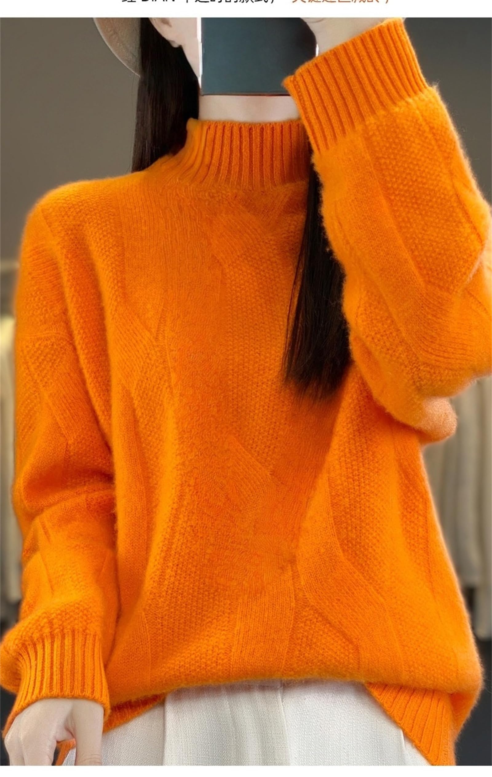 Maglione Donna Treccia Cashmere Girocollo Maglione Autunno 2025 Cashmere Girocollo Donna Leggero Accogliente