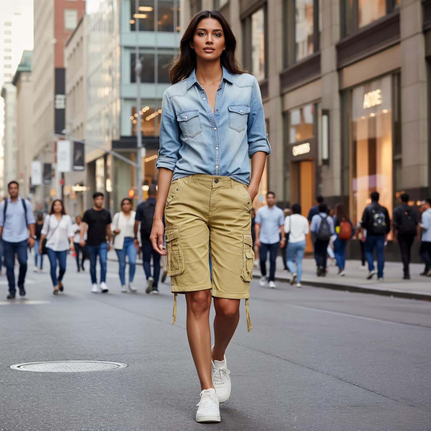 OCHENTA Women's Cargo Shorts with Multi Pockets Casual Bermuda Hiking Shorts - Image 6