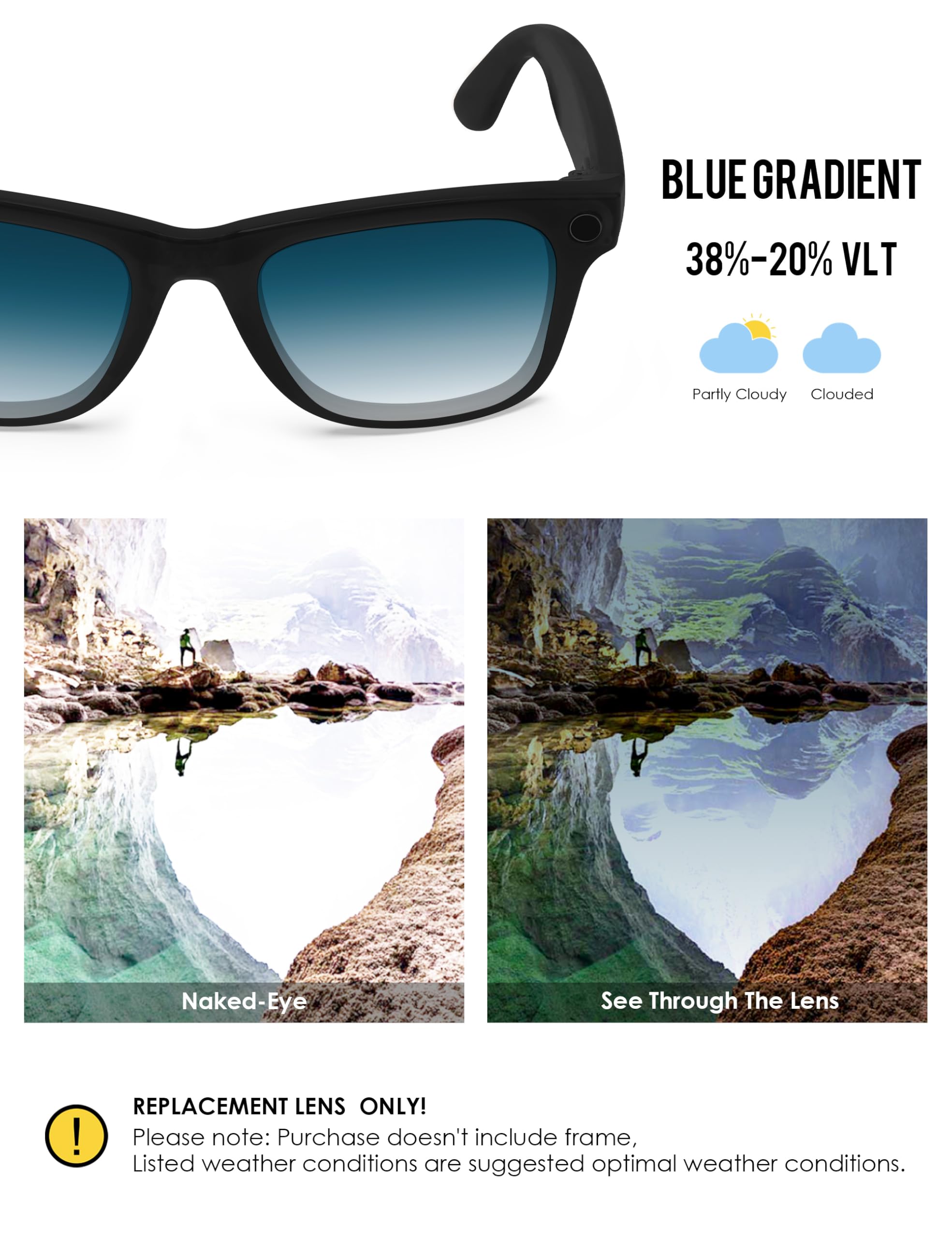 BLAZERBUCK Lentes polarizadas de repuesto para gafas de sol RayBan Meta Wayfarer RW4006 50 mm