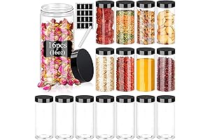 Clear 16oz Plastic Storage Jars with Lids