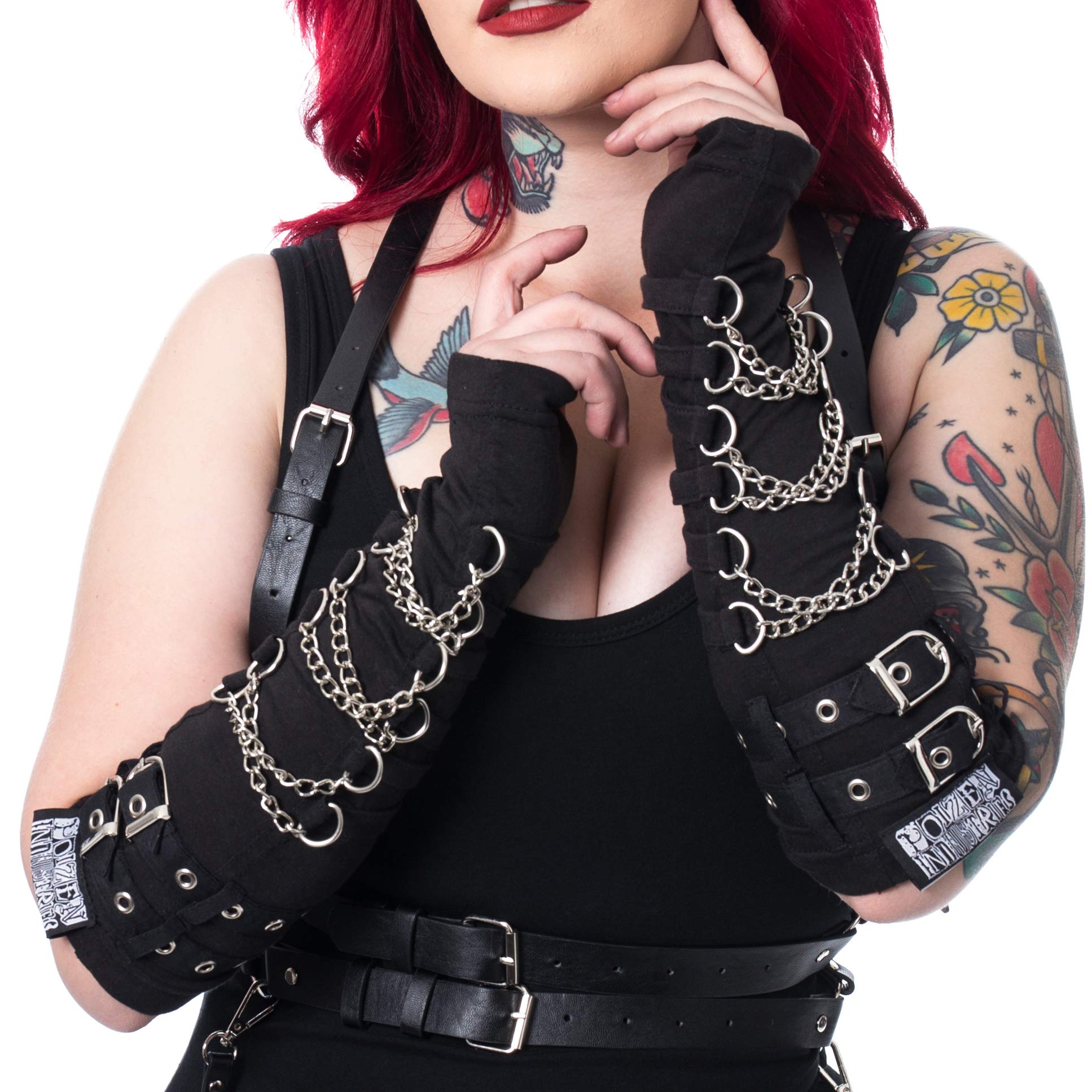 Poizen IndustriesPoizen CHAIN BUCKLES ARMWARMERS, Black, One-Size