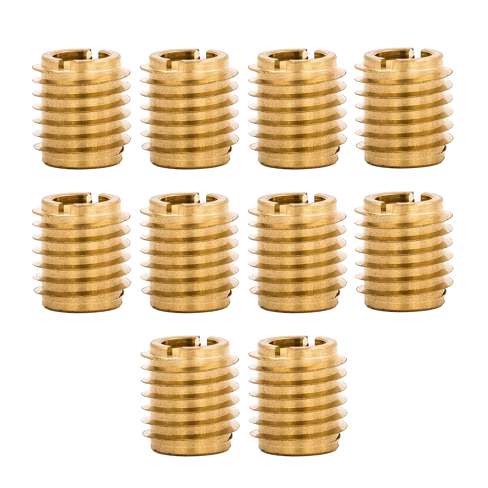 E-Z LOK Knife Threaded Insert for Hard-Wood, Brass Thread Inserts, M6-1.0 Internal Threads, 0.500" Length Pack of 10