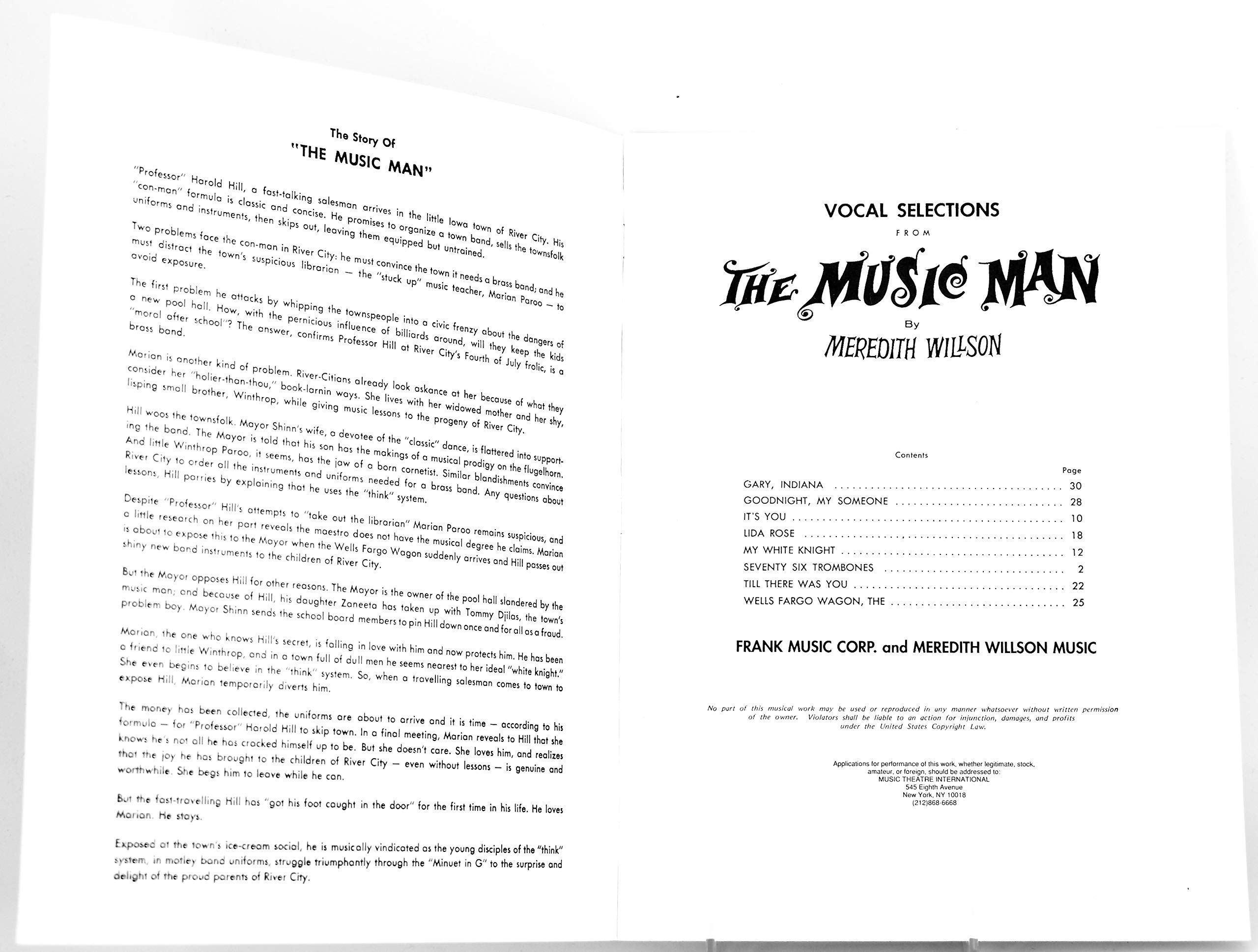 Vocal Selections From "The Music Man" By Meredith Willson | Songbook for Piano, Vocal and Guitar | Classic Broadway Sheet Music with 8 Beloved Songs for Performers, Students and Music Teachers - Image 2