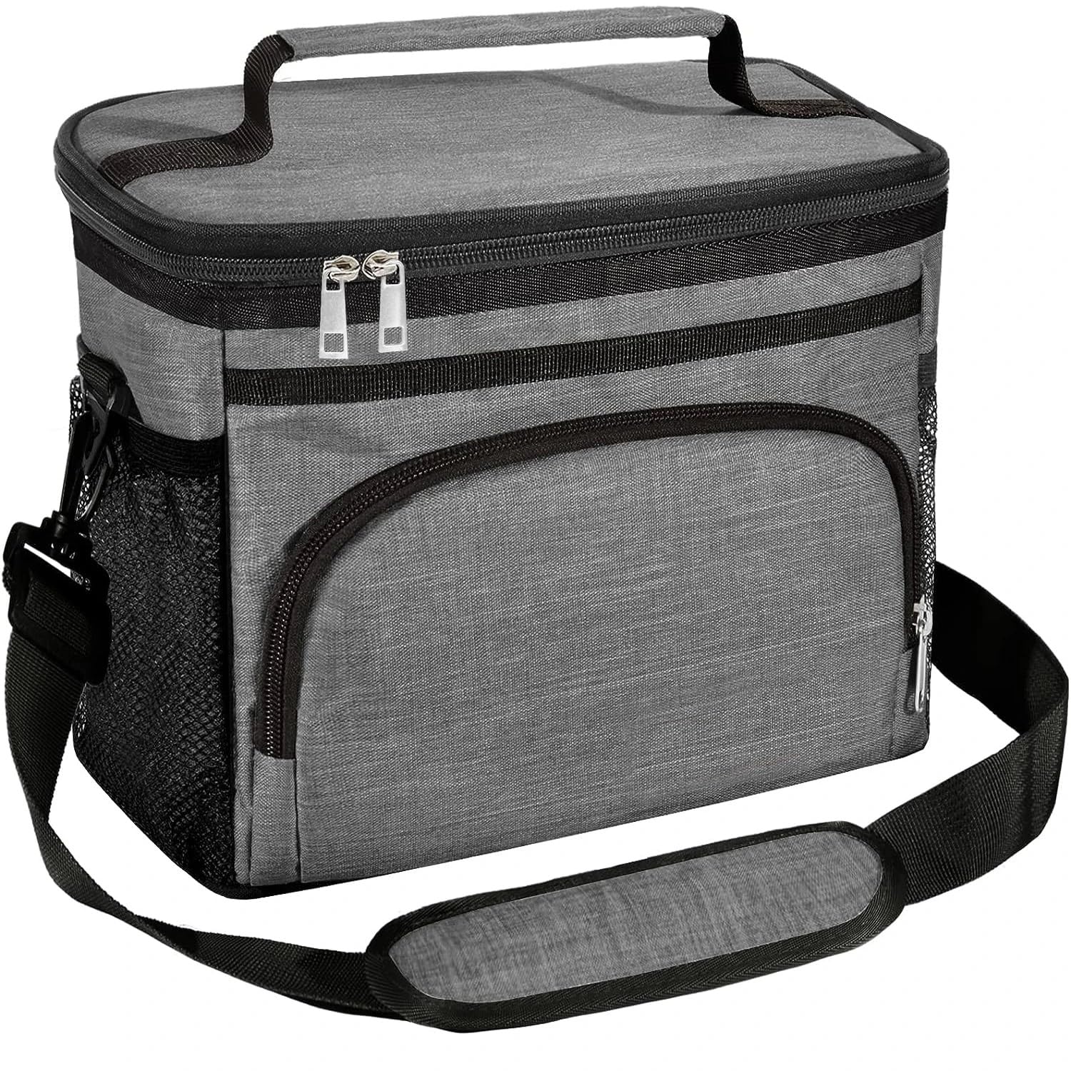 Duffy The Brand® Insulated Lunch Bag Thermal Cooler Tote with Adjustable Shoulder Strap Lunch Box Bags Leakproof Linear and Front Pocket for Picnic Travel and Gym