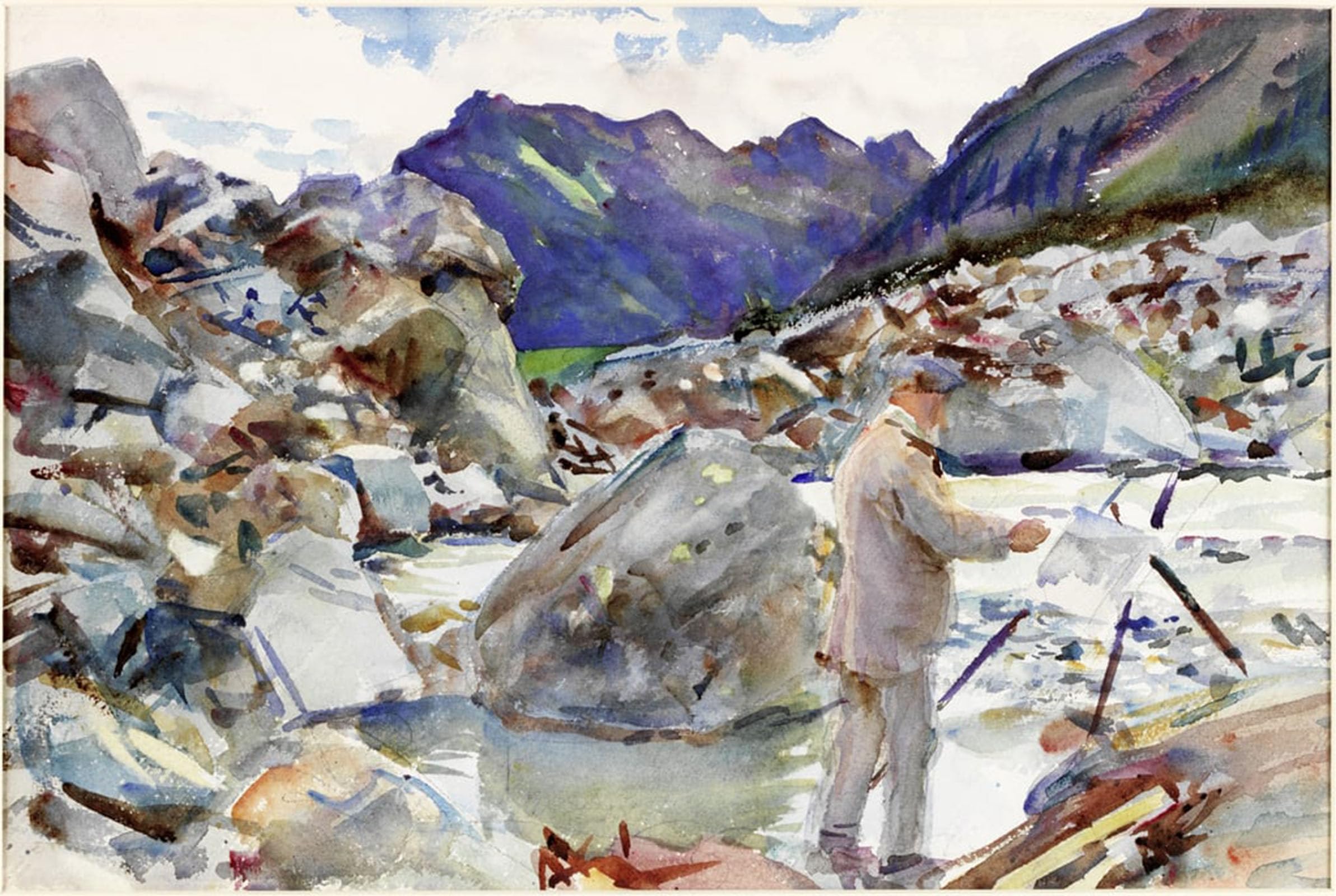 Posteriik No Frame Famous Animal Posters Vintage Picture A Glacier Stream In The Alps By John Singer Sargent Modern Wall Decor For Home Decor 60X90cm