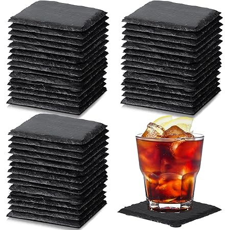 WEWINK PLUS 48 PCS Round Slate Coasters For Drinks, 4 Inch Blank Black Stone Coasters Bulk - View #12