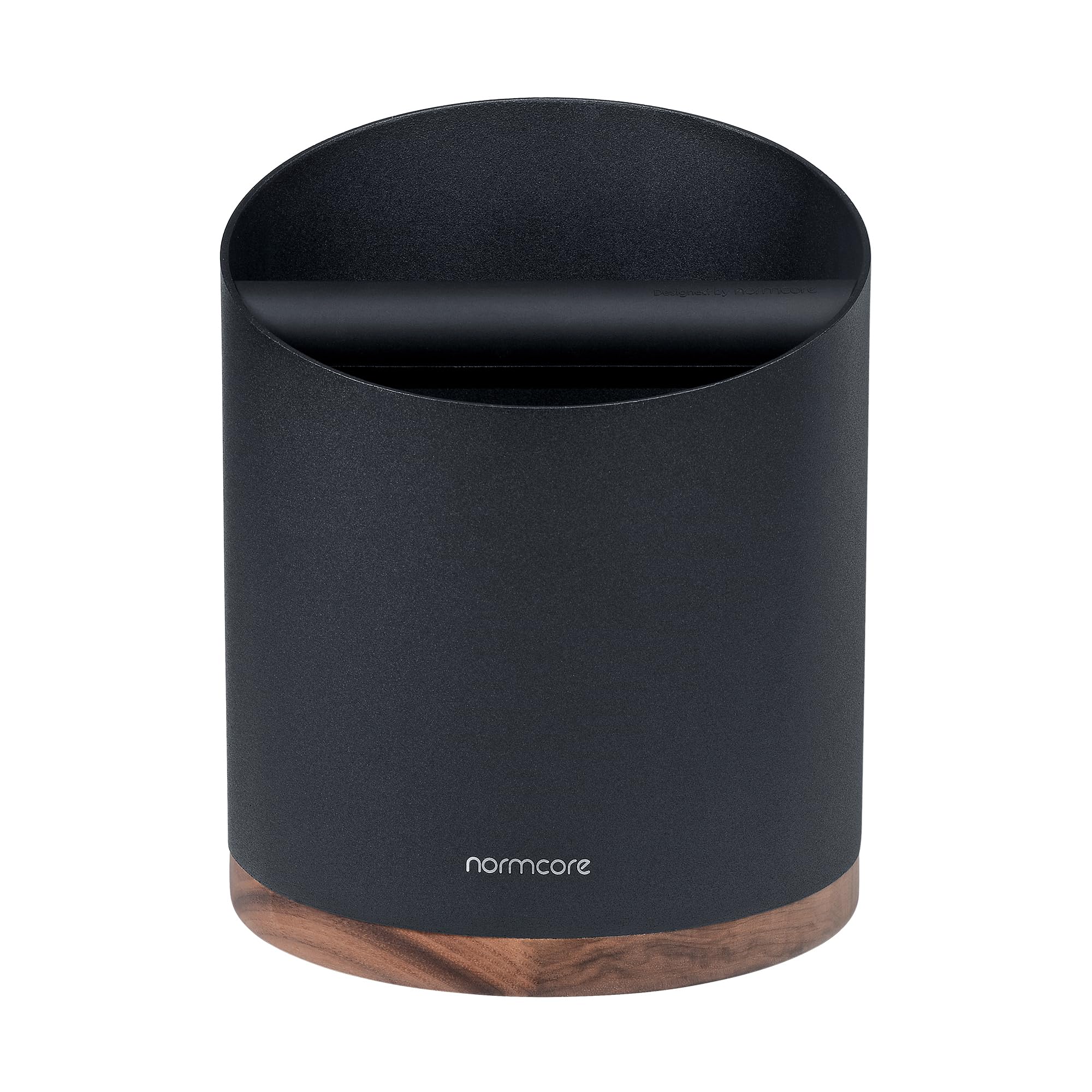 Normcore Espresso Knock Box - 1.8L Capacity, Holds 40–45 Pucks - Heavy-Duty Stainless Steel Coffee Grounds Bin with Removable Knock Bar and Walnut