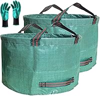 Tespher 2-Pack 46 Gallon Standable Lawn Garden Bags with Gloves - Durable Yard Waste Leaf Bags (26x19 in), 4 Handles