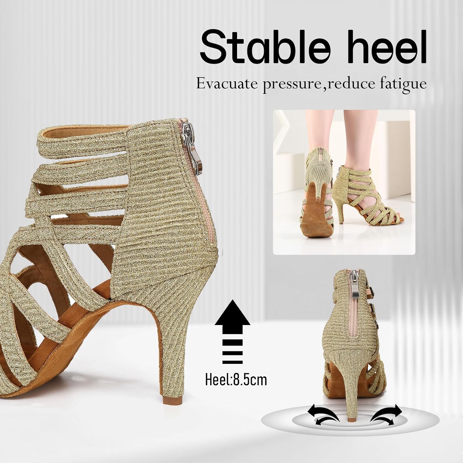 Women Latin Dance Boots Peep Toe Ballrooom Dance Shoes Salsa Performance Professional Ankle Dance Heels YCL521-8.5cm Heel