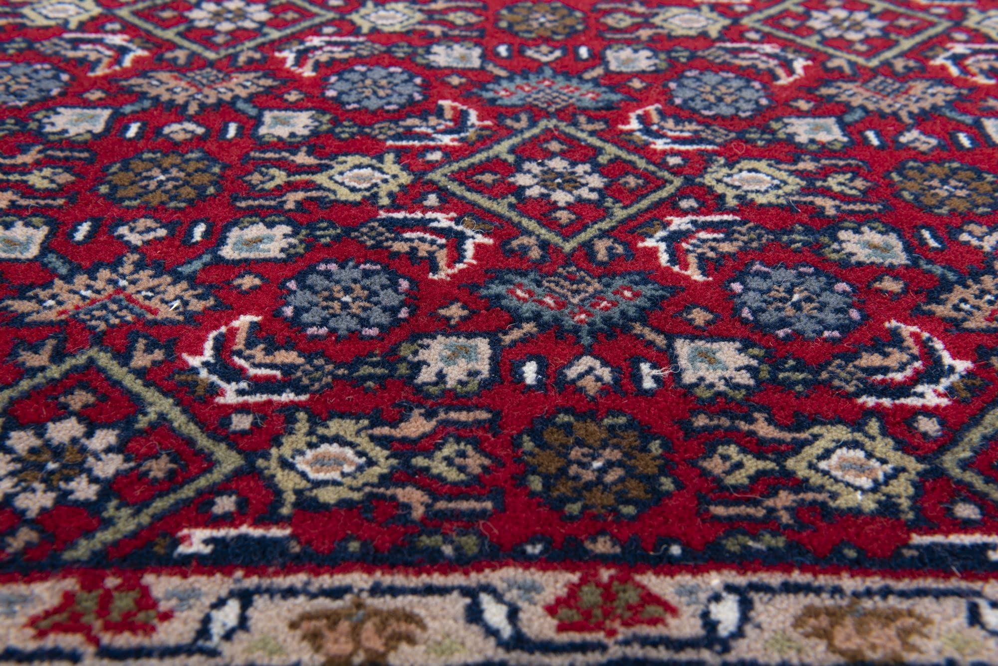 THEKO | Tappeto orientale tradizionale in 100% lana vergine, tappeto persiano con motivo Herati | Annodato a mano | Rosso | 60x90cm