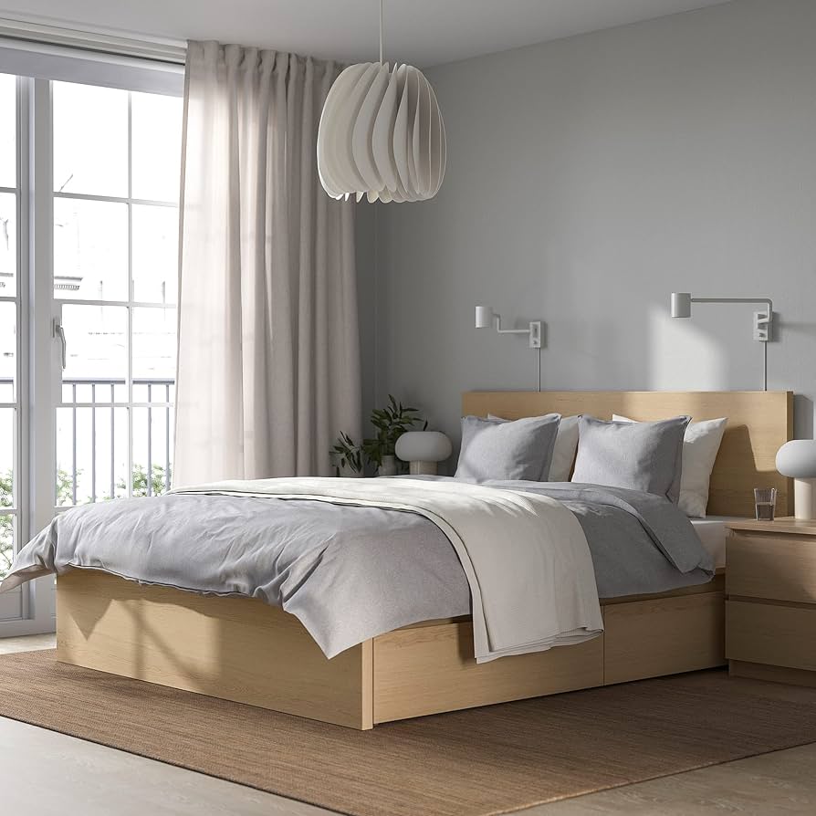 【10月まで】IKEA MALM ダブルベッド　ナチュラル Amazon｜IKEA MALM(イケアマルム) ベッドフレーム ハイ 収納