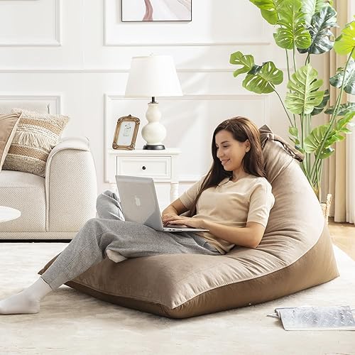 Miniatura 9 de Nobildonna Funda para puf de 4 pies (sin relleno) para adultos, funda de terciopelo extra grande de alta calidad de 400 litros, puf lavable sin