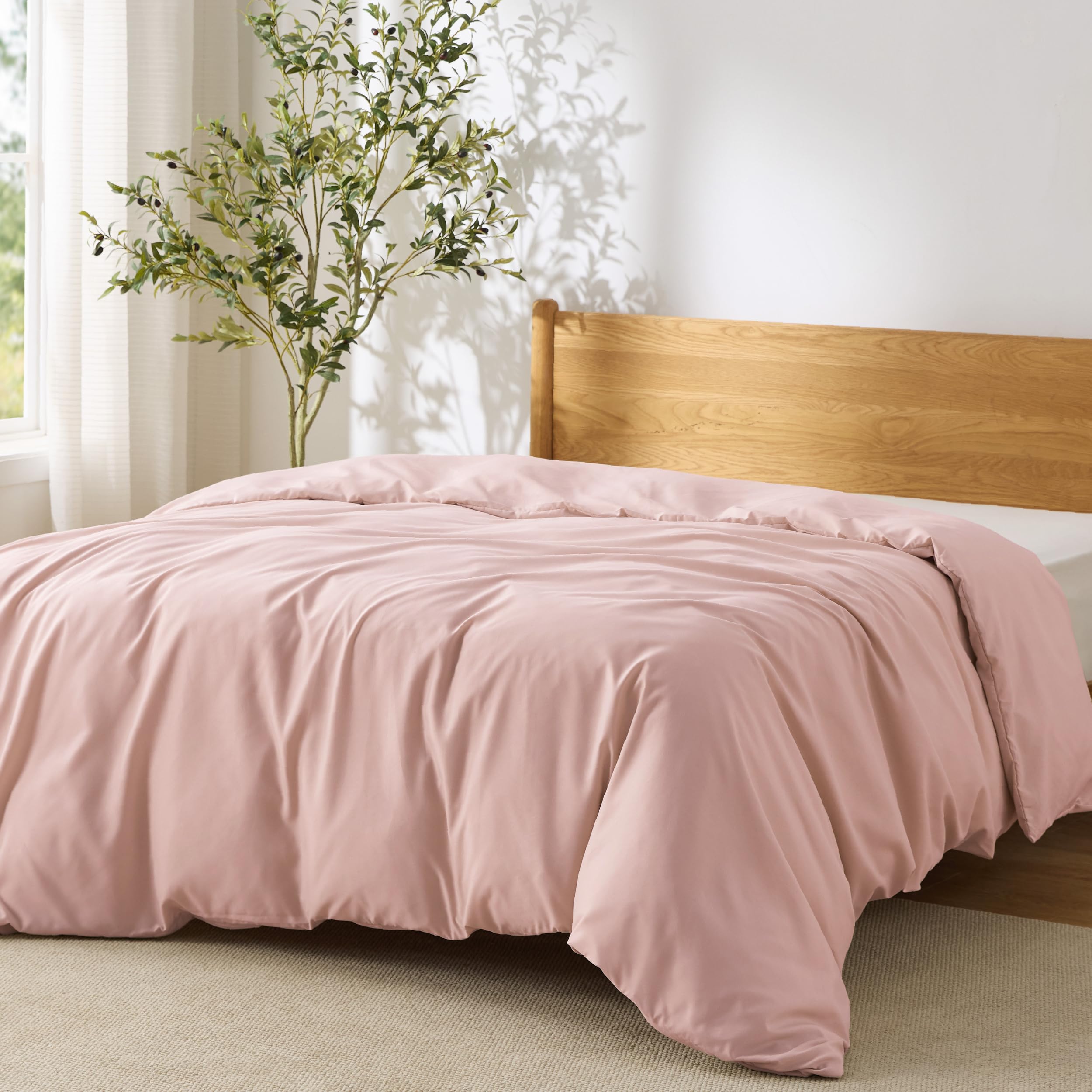 Bedsure Duvet Cover Queen Size, 1Pc Soft Double Brushed Bedding, Blush Pink