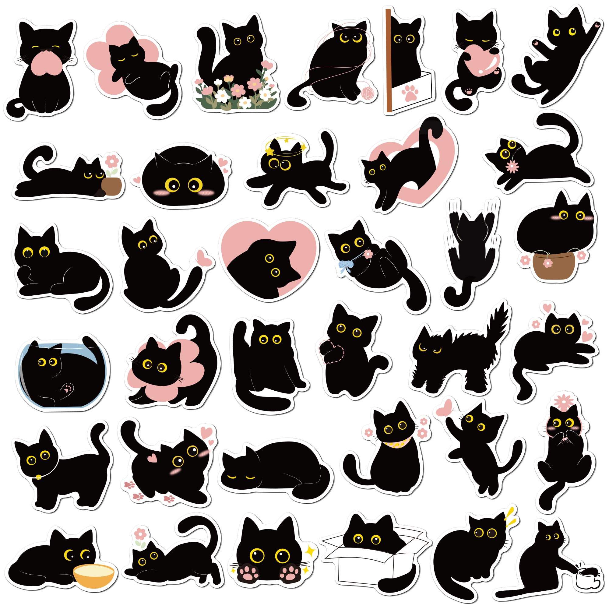 36PCS Cat Magnets Cute Fridge Magnets Funny Refrigerator Locker Magnets Black Cats Gifts for Cat Lovers Magnetic Stickers Decor for Locker Mailbox Door Whiteboard Home Kitchen Office-image-22