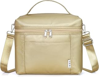 Insulated Lunch Bags for Women Cooler Bag Lightweight Nylon Waterproof Lunch Box For Work (Gold, Medium(normal))