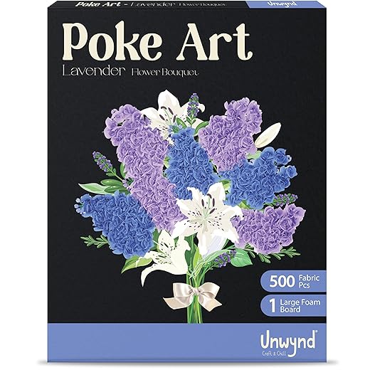 Unwynd Poke Art Lavender Flower Bouquet | Mess-Free Arts and Crafts for Adults | Teen Craft Kits, Mother's Day Flowers Gift | Gifts for Mother, Women and Men