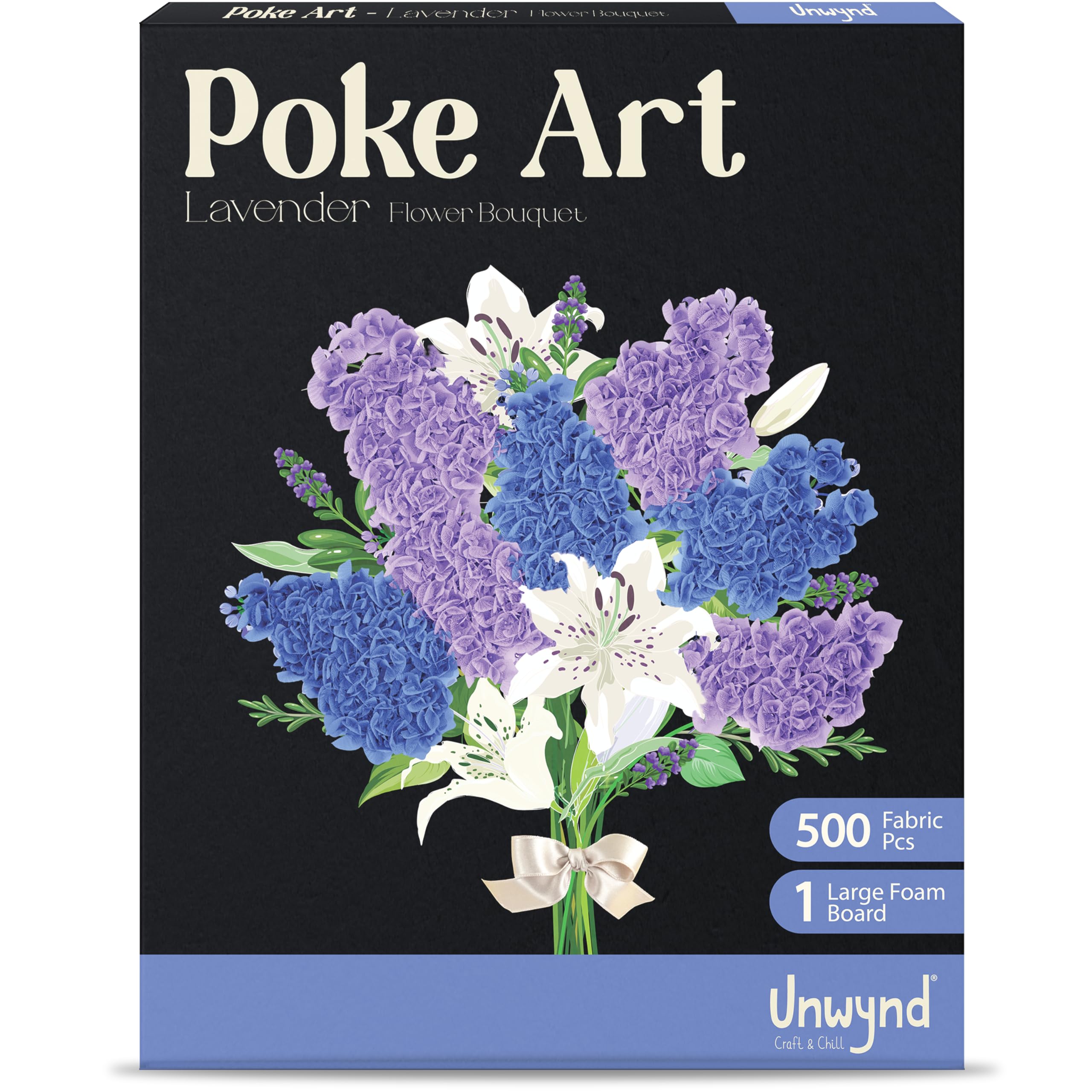 Unwynd Women's Multi Poke Art Lavender Flower Bouquet, Mess-Free Sewing & Fabric Arts & Crafts For Adults, Needlepoint Teen Craft Kit, Easter Gift For Teen Girls, Easy Diy Craft For & Teens