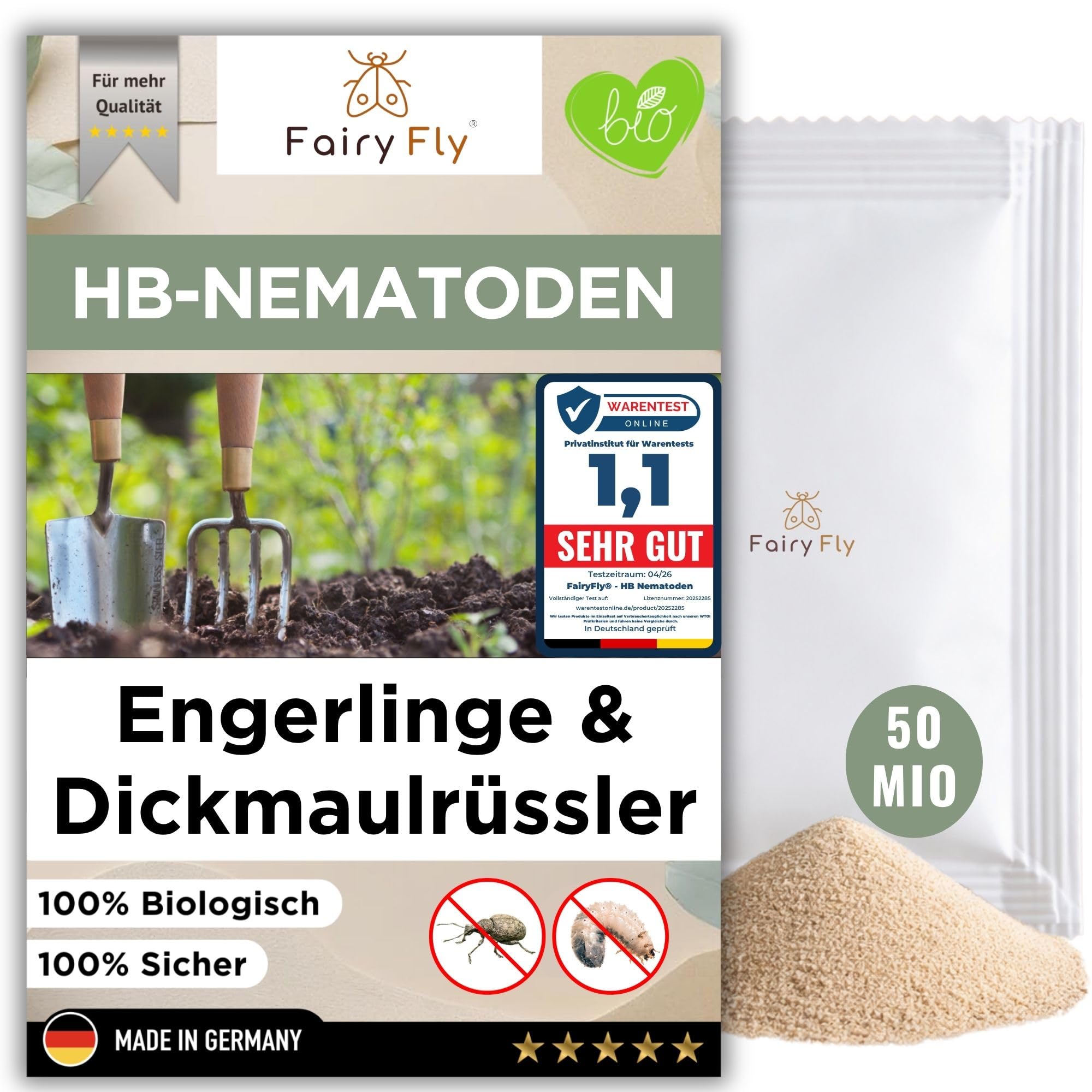 FairyFly® HB-Nematoden gegen Dickmaulrüssler & Engerlinge – biologische Nützlinge gegen Schädlinge im Boden 5 – 50 Mio (10-100 m²)