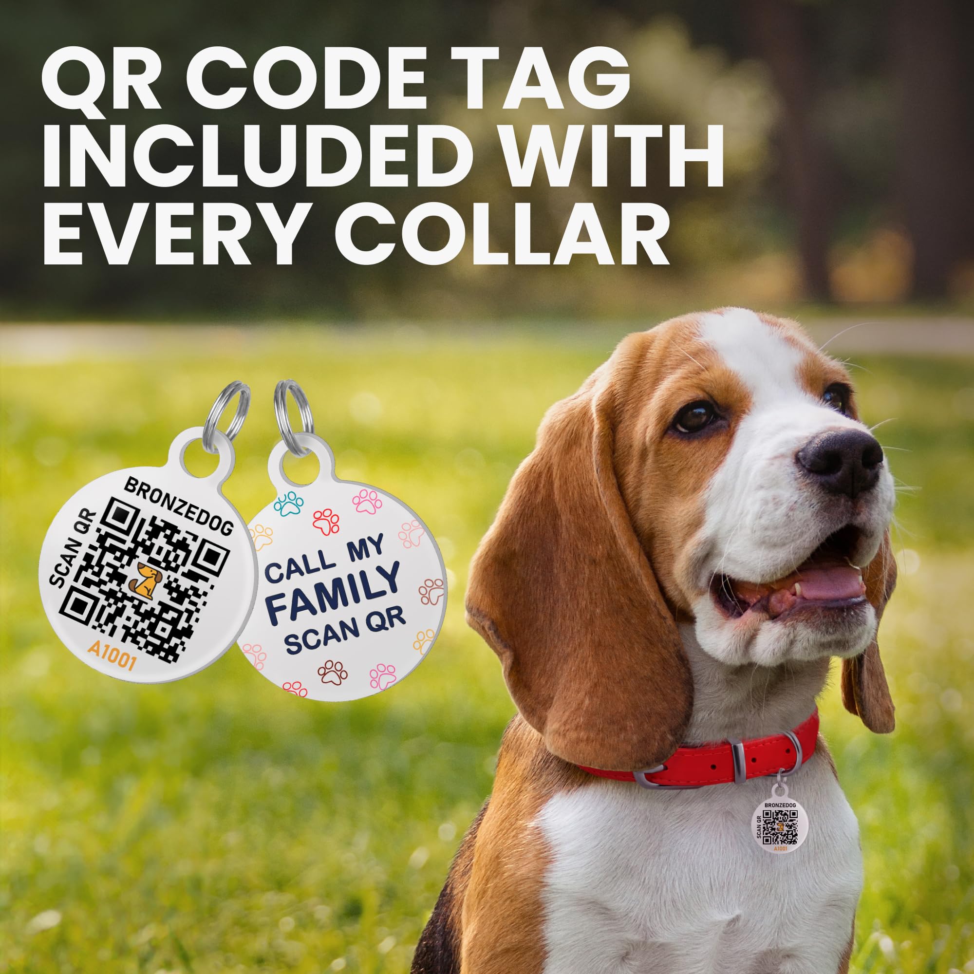BRONZEDOG Rolled Leather Dog Collar with QR ID Tag Adjustable Soft Round Collars for Small Medium Large Dogs Puppy Cat (Blush - Image 4