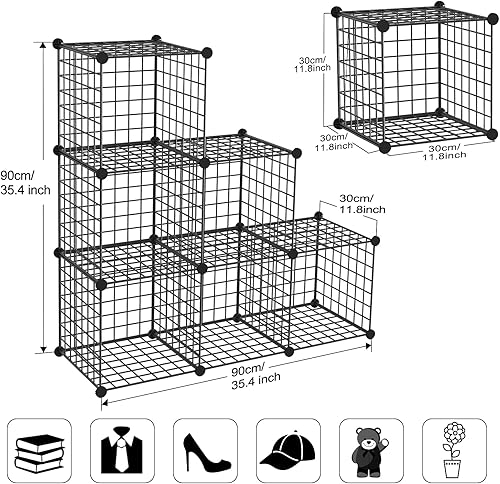 Miniatura 24 de TUMUCUTE - Organizador de armario, organizadores y almacenaje con 12 cubos, estantería de rejilla metálica, organizadores de juguetes y contenedores