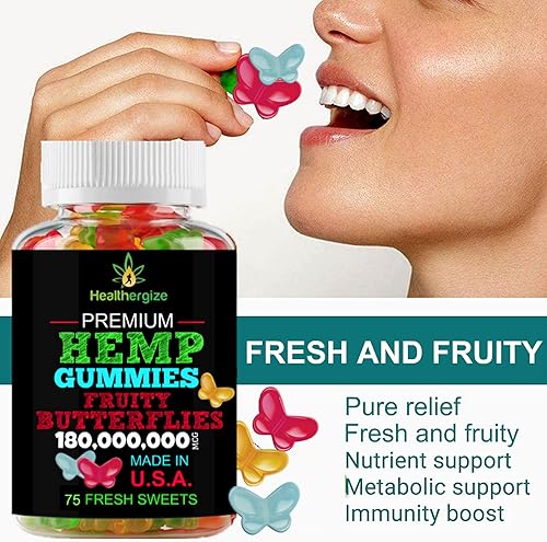 Miniatura 3 de Paquete de 2 gomitas de cáñamo con mariposas de primera calidad, para dormir, calmar y relajarse, comestibles naturales para fiestas de cáñamo,