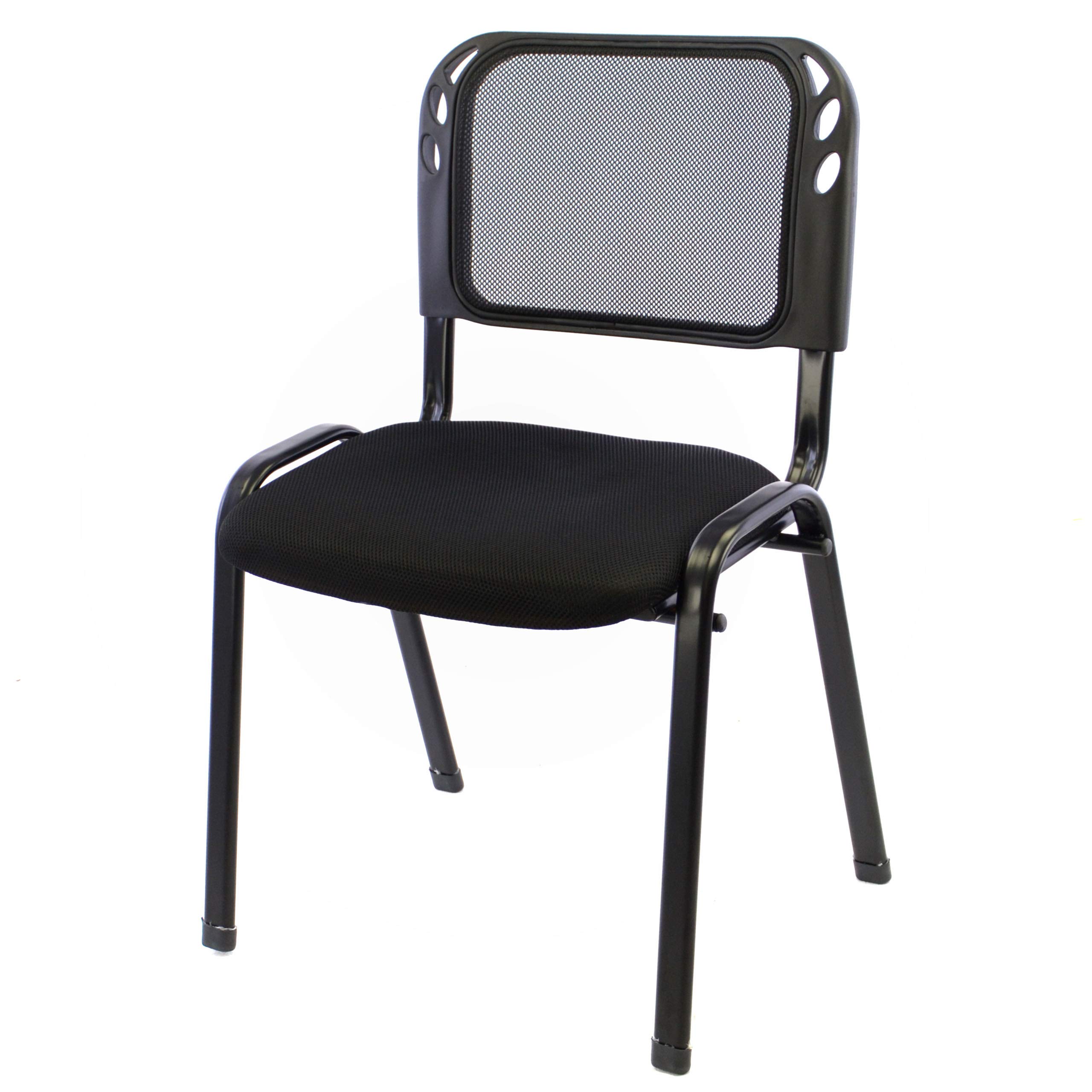 Nexos Trading Bürostuhl 8er Set Konferenzstuhl Besucherstuhl schwarz gepolsterte Sitzfläche stapelbar 52,5 x 45 x 80 cm Stapelstuhl Metallrahmen schwarz