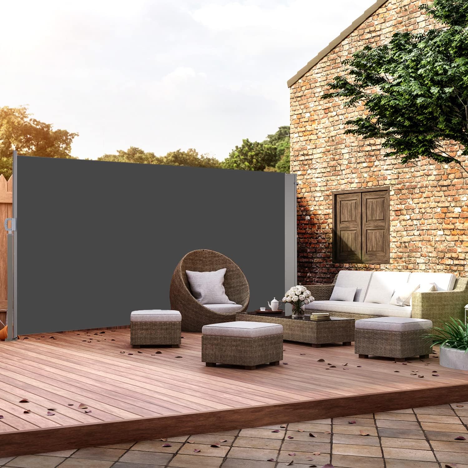 Buy Retractable Patio Side Awning,Folding Fence Patio Screen Outdoor