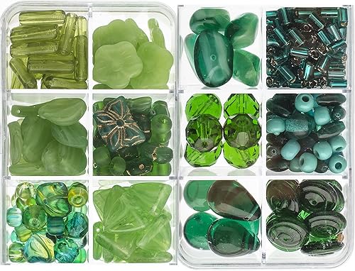 Cuentas de vidrio checo con formas y tamaños surtidos 200gms - The Tienda