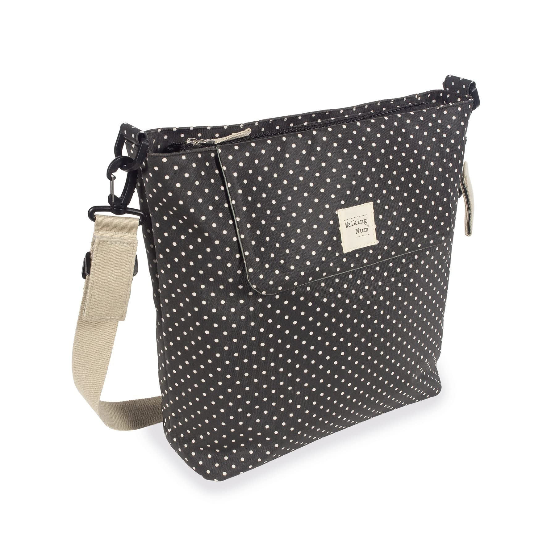 Walking Mum. Bolso Cambiador de Bebé Emily. Bolsa Canastilla para carro o para colgar al hombro. Color Negro. Medidas 42X36X13 cm.