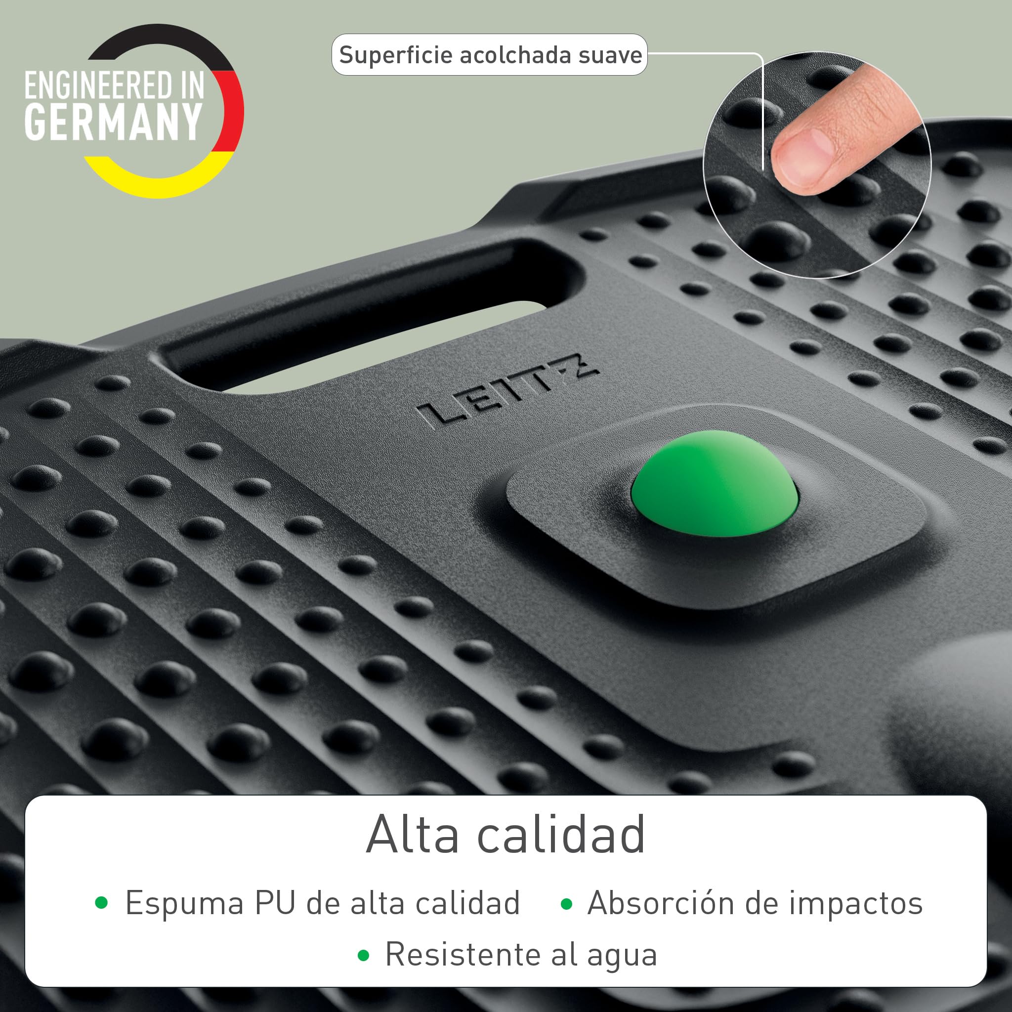 Leitz Ergo Alfombrilla Ergonómica Antifatiga para Escritorio de Pie – Espuma de PU, Fácil Limpieza, Bola de Masaje Extraíble para Alivio de Tensión Postural