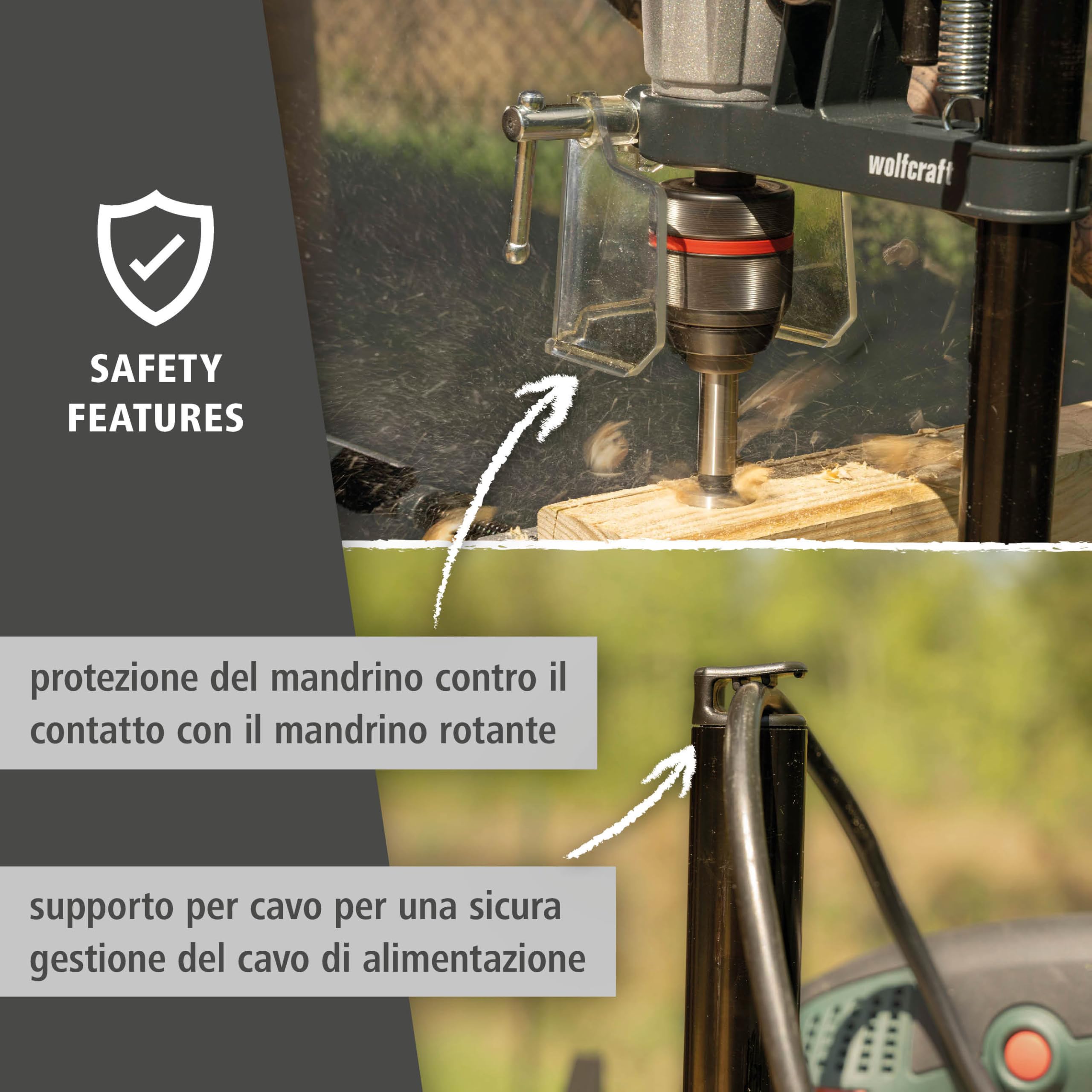 wolfcraft Colonna per trapani SOLID, attacco Ø 43 mm, corsa 55 mm | Attacco Euronorm Ø 43 mm, Profondità di Foratura 112 mm, Corsa 55 mm, Colonna Ø 25 mm per Fori Controllati – 5027000