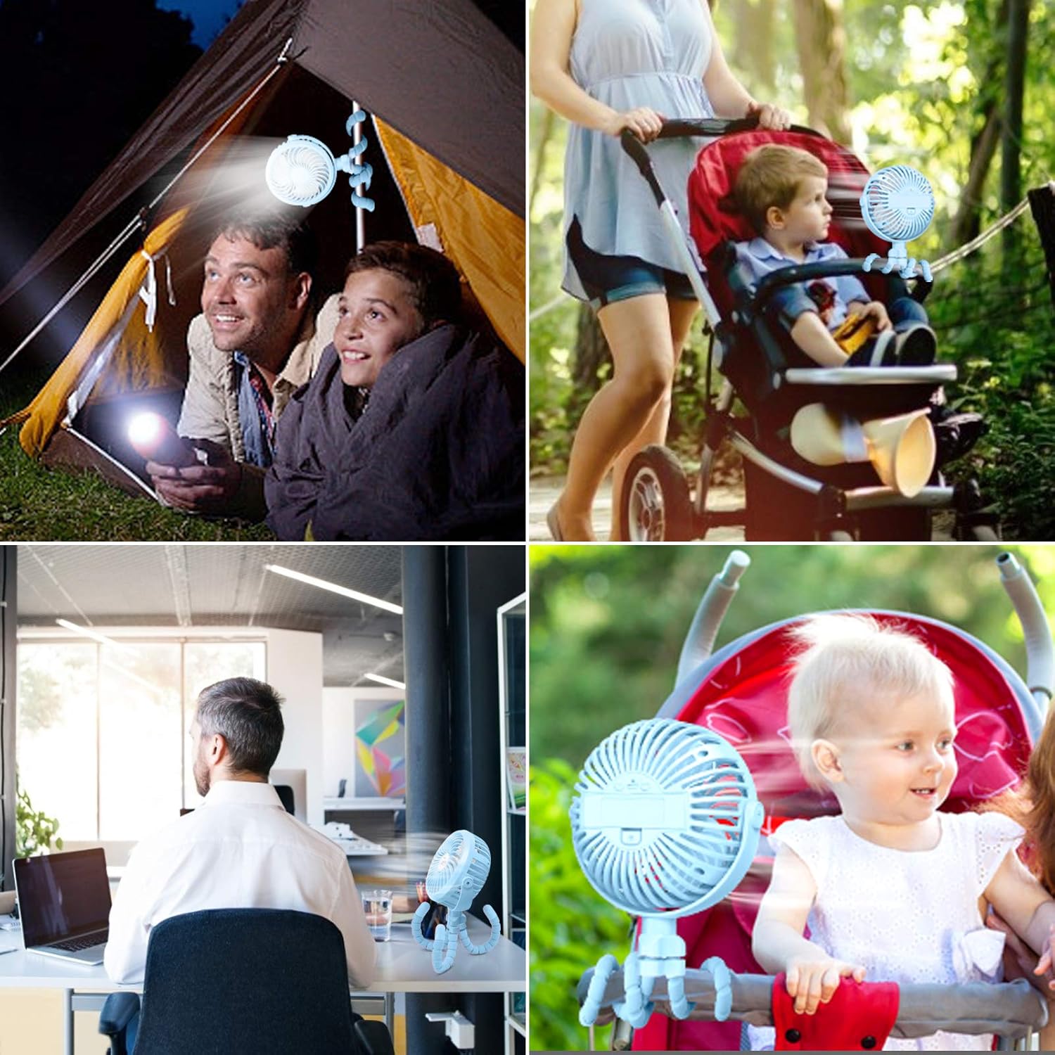 XIMU Stroller Fan, Mini Portable Personal Clip On Fan Handheld Desk USB Fan Battery Operated with 3 Speeds & Flexible Tripod for Car Seat Baby Crib Bike Camping Outdoor : Baby