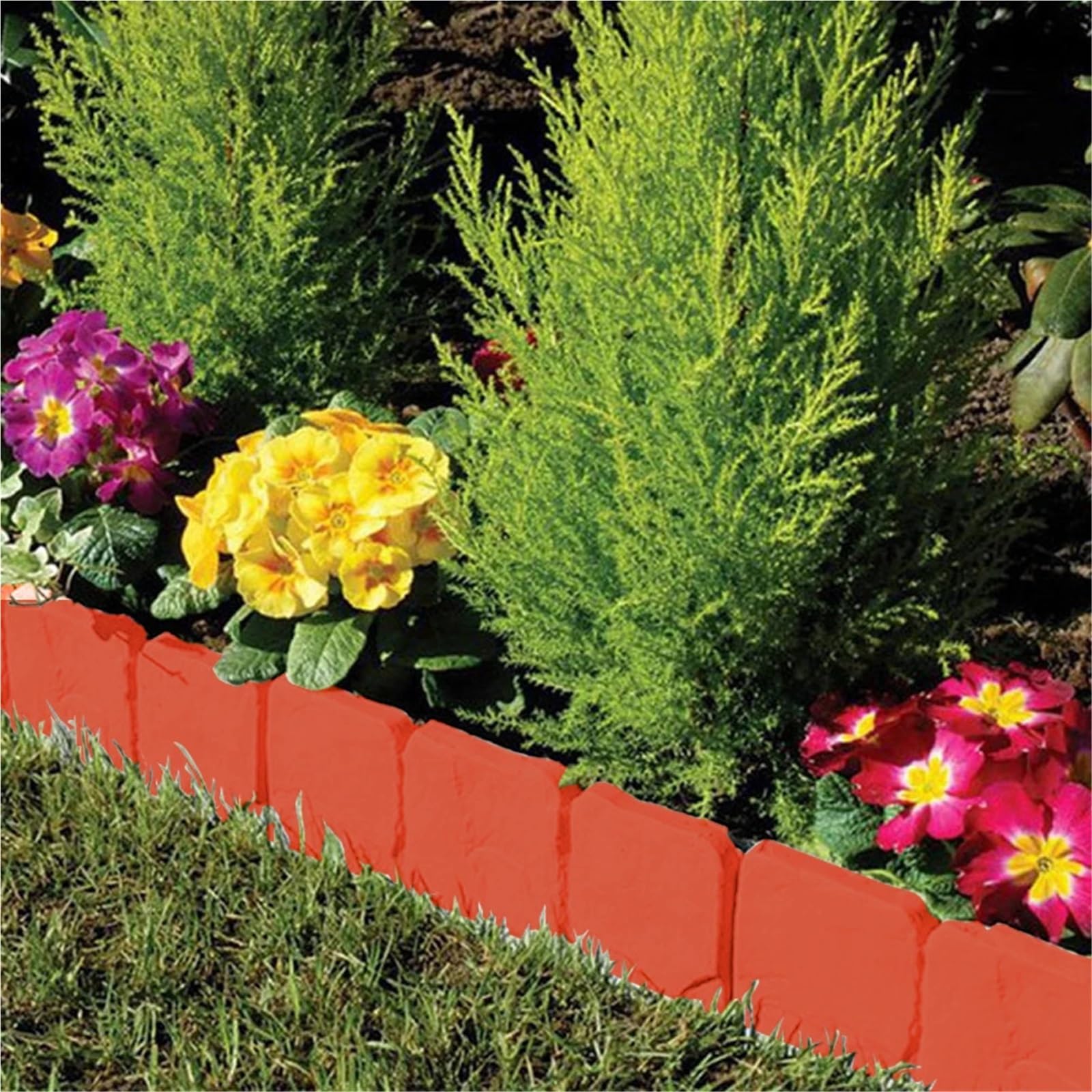 Bordura de Jardín de Plástico Garden Edging Border Stone Fence Lawn for Landscape Yard Plant Flower Bed Plastic Fencing(10PCS Grey)