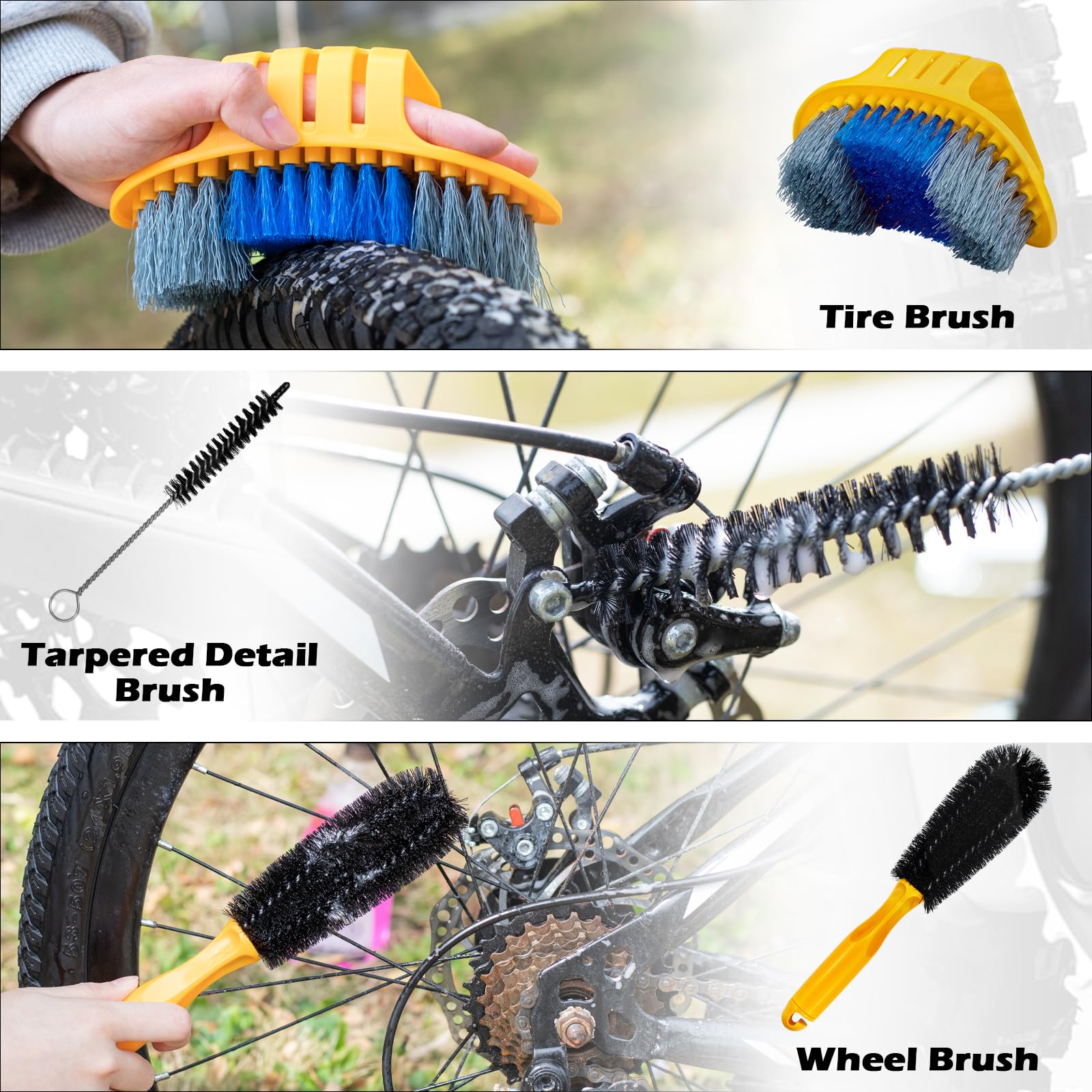focopot Kit de limpieza de bicicleta con limpiador de cadena de bicicleta, limpiador de bicicletas, depurador, lubricante de aceite, herramienta de cepillo de limpieza, kit de limpieza perfecto para