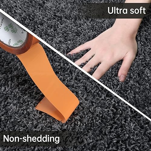 Miniatura 4 de COZYLOOM Alfombra de pasillo de 2 x 6 pies, moderna para interiores, alfombra lanuda con respaldo de goma, suave y esponjosa, para entrada, pasillo,