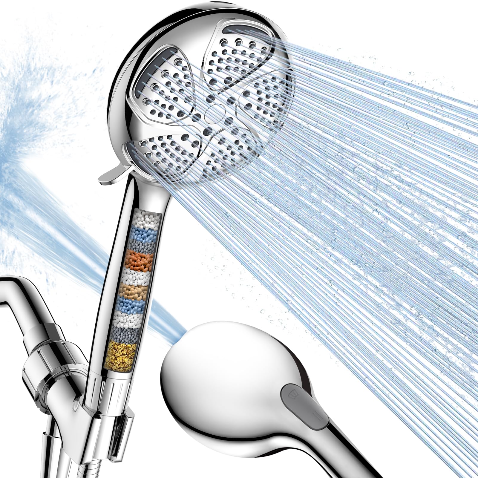 FEELSO Filtered Shower Head with Handheld, High Pressure 7 Spray Showerhead with Filters for Hard Water - Remove Chlorine, Reduce Dry Itchy Skin,