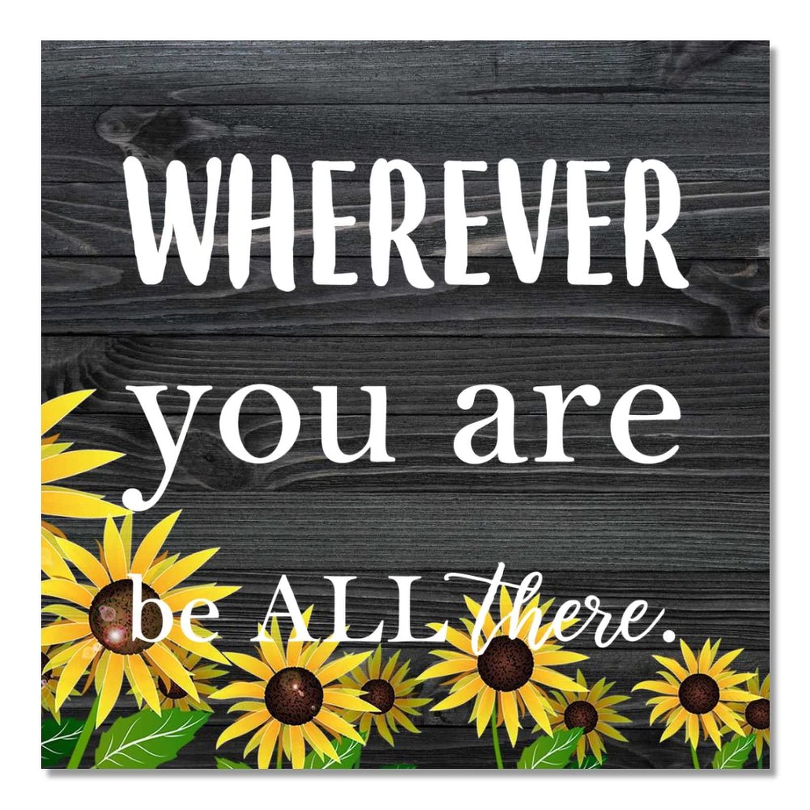 Plaque en bois avec motif tournesol, l'art mural ideal pour rechauffer un mur blanc vide