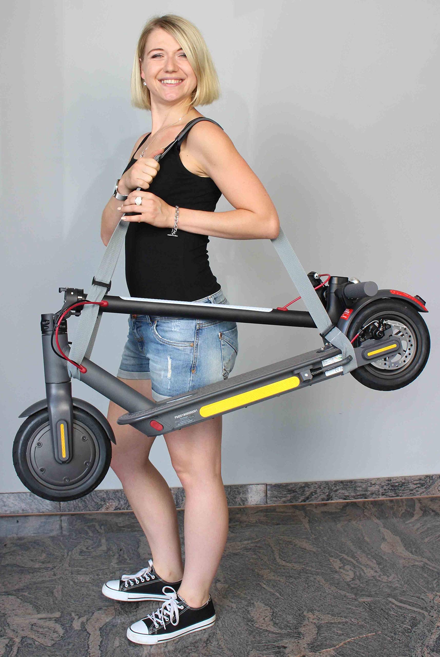 LANCO LI-0230 uniwersalny pasek do noszenia do skutera elektrycznego, skutera elektrycznego, spacerówki dziecięcej – obciążenie do 40 kg – regulowana regulacja, szary/czarny