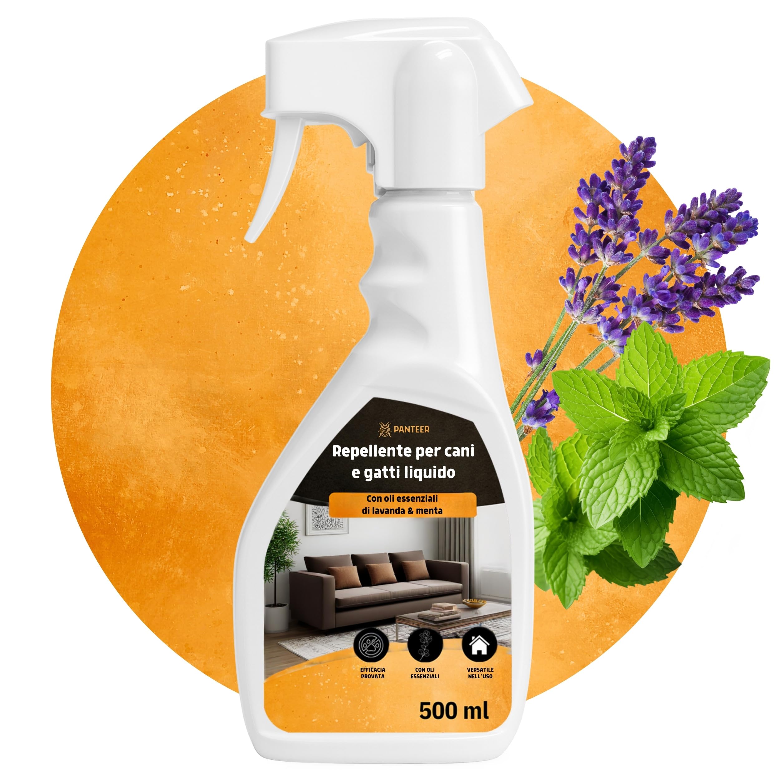 Panteer Spray Barriera Protezione Superfici – 500 ml – Protezione Contro urina e Graffi – per divani, mobili e tappeti – Uso Interno ed Esterno