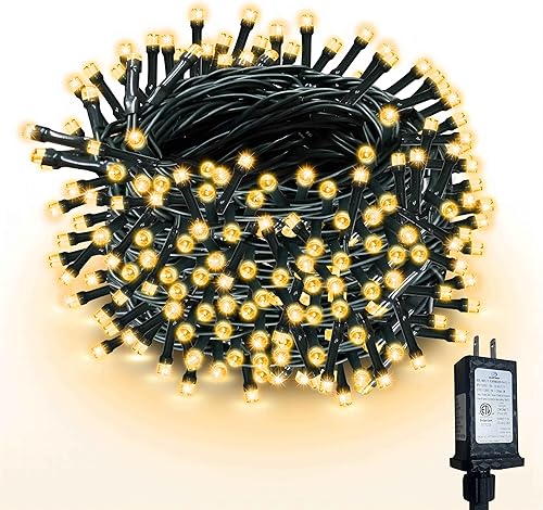WISD Guirnalda de luces de Navidad de 400 luces LED de 75 pies para interiores y exteriores, luces decorativas con enchufe para árbol de Navidad,