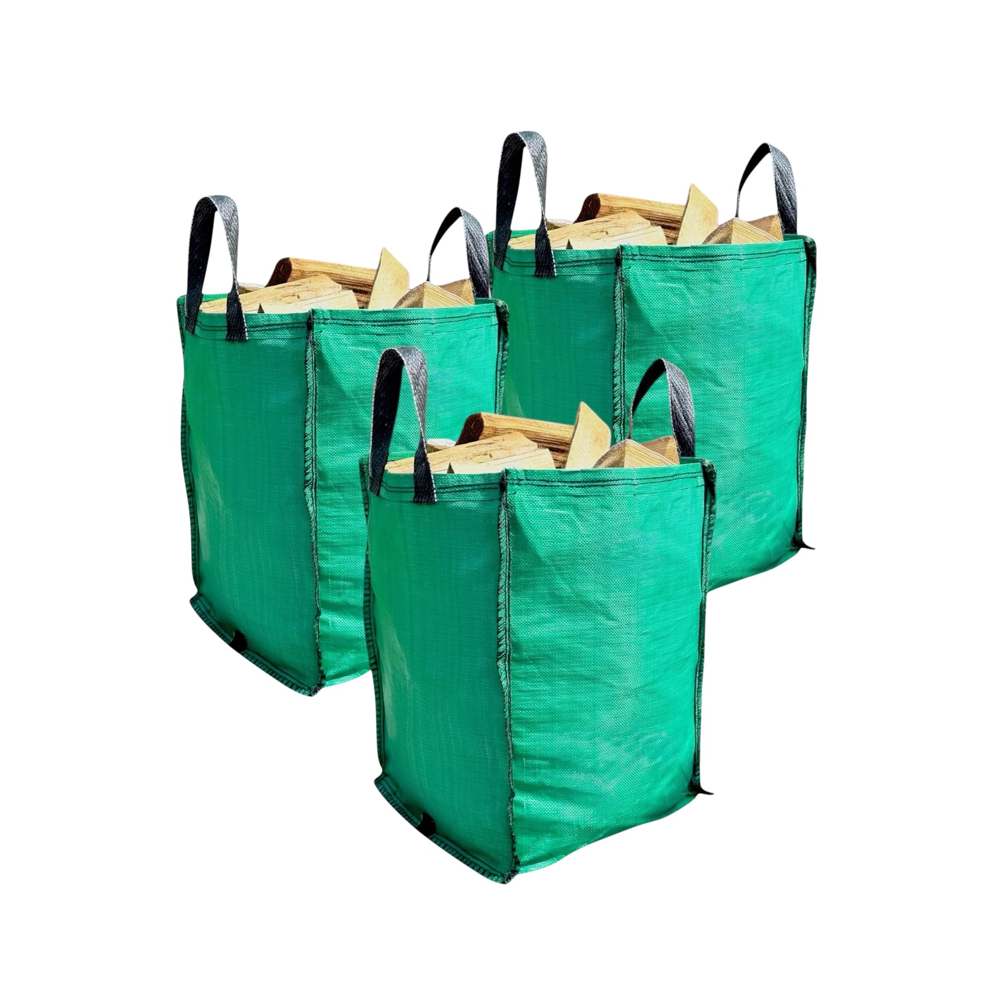 A&A SUPPLIES UK 3 bolsas para residuos de jardín - 120 litros - Bolsas para residuos verdes de jardín resistentes - Tejido industrial y asas (3)