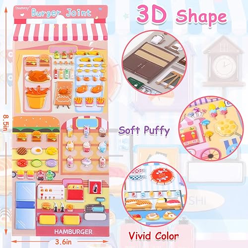 Miniatura 10 de Kawaii - Calcomanías 3D iridiscentes para niñas y niños  Bonita mini calcomanía de soplo con unicornios brillantes, nubes y más  4 hojas para