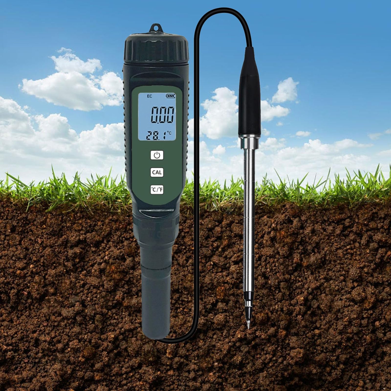 ABS Conductividad del suelo Detector de conductividad del suelo Herramienta ligera para mediciones precisas de invernadero agrícola jardín